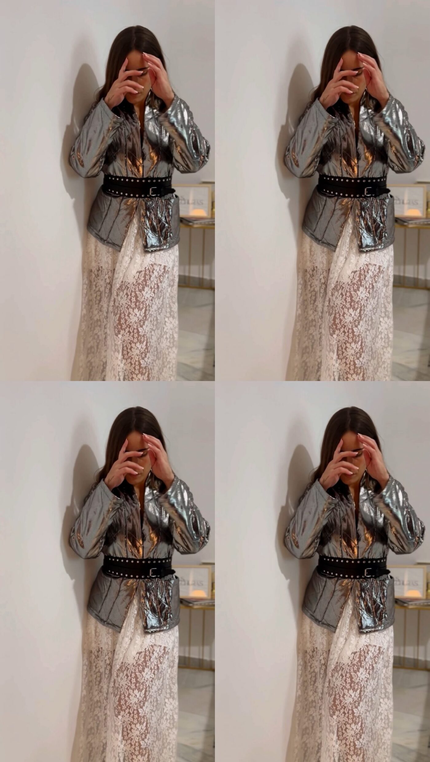 Chaqueta guateada plata