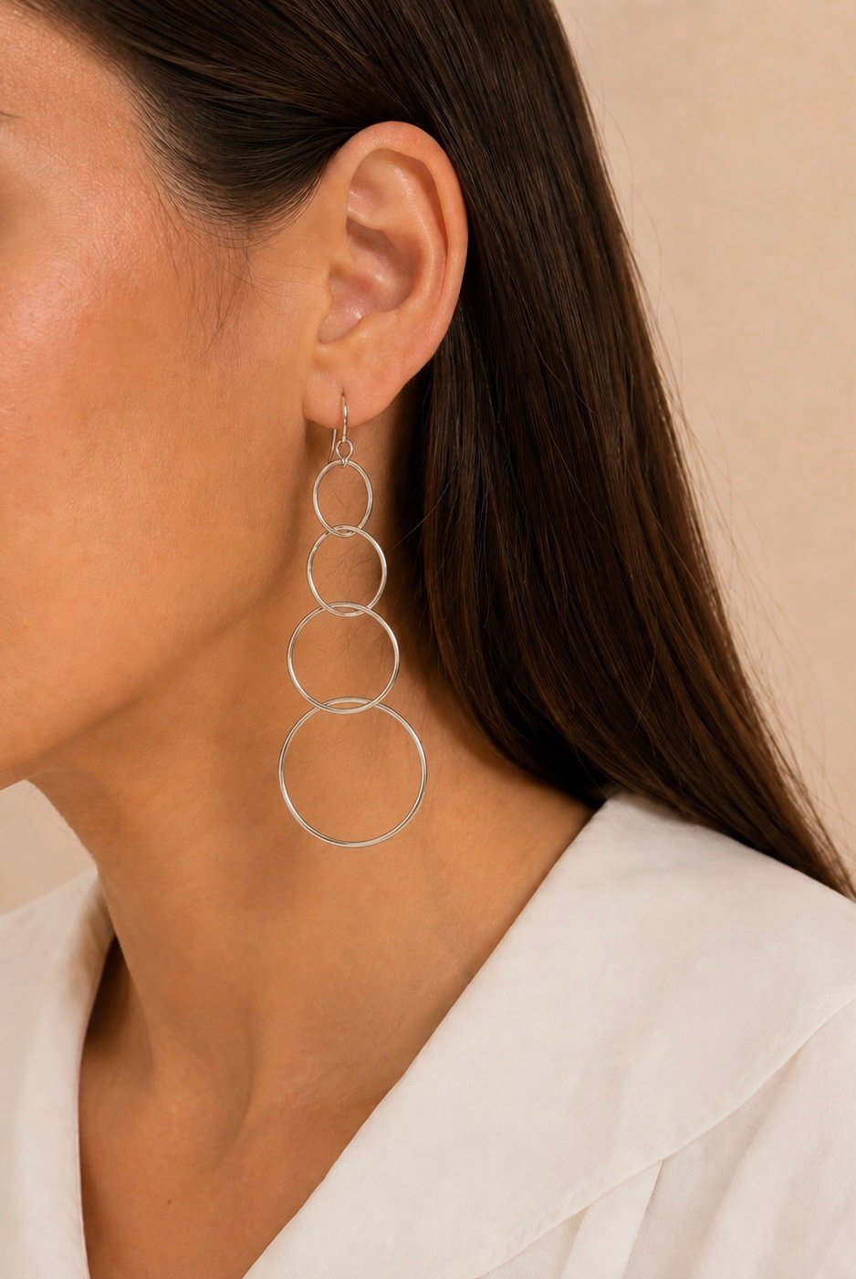 Pendientes largos círculos acero