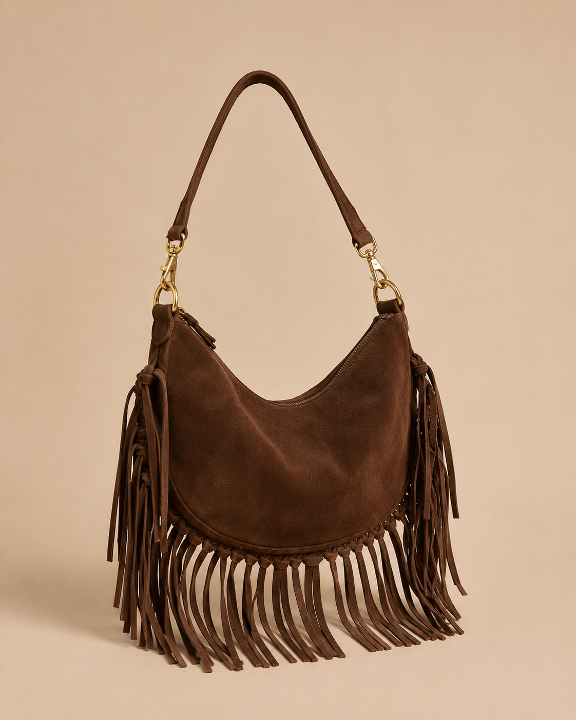 Bolso piel flecos