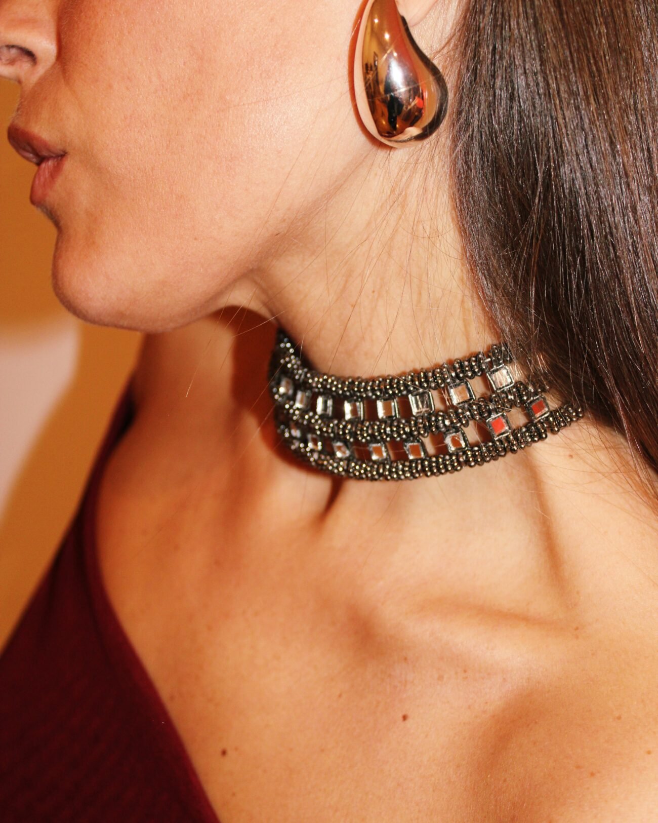 Choker rigido plata vieja