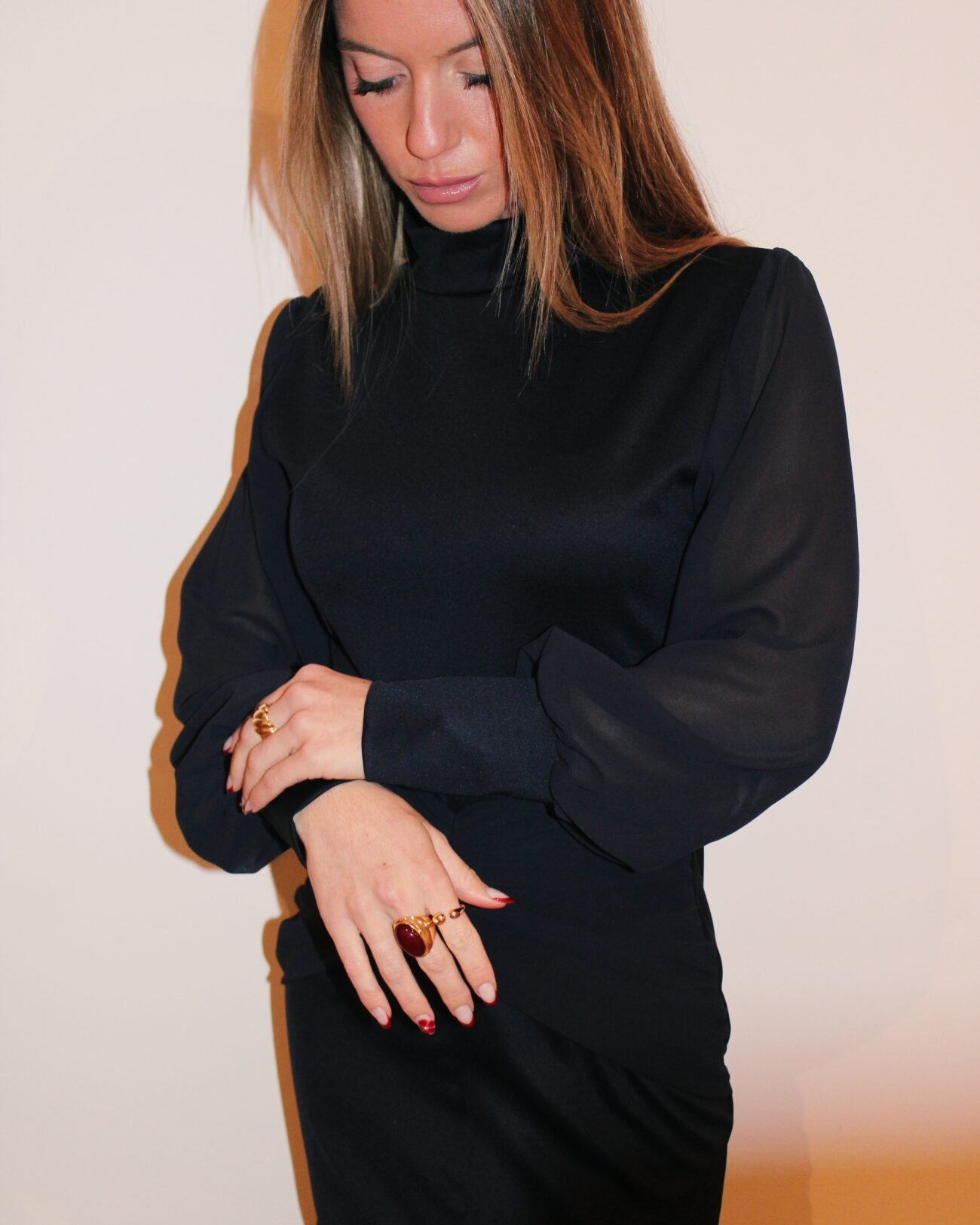 Vestido midi mangas gasa