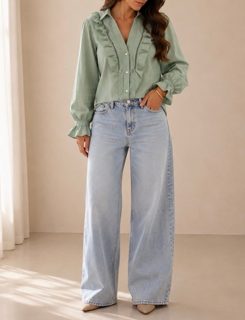 Camisa volante verde