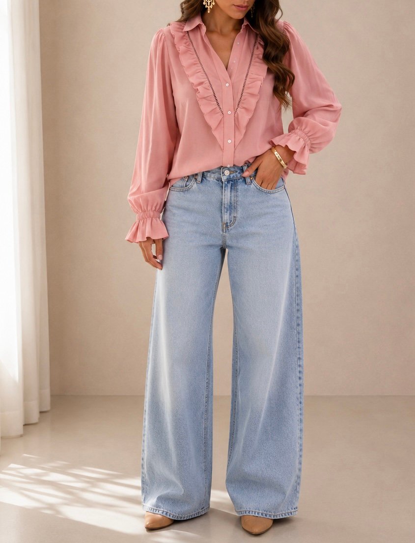 Camisa volante rosa