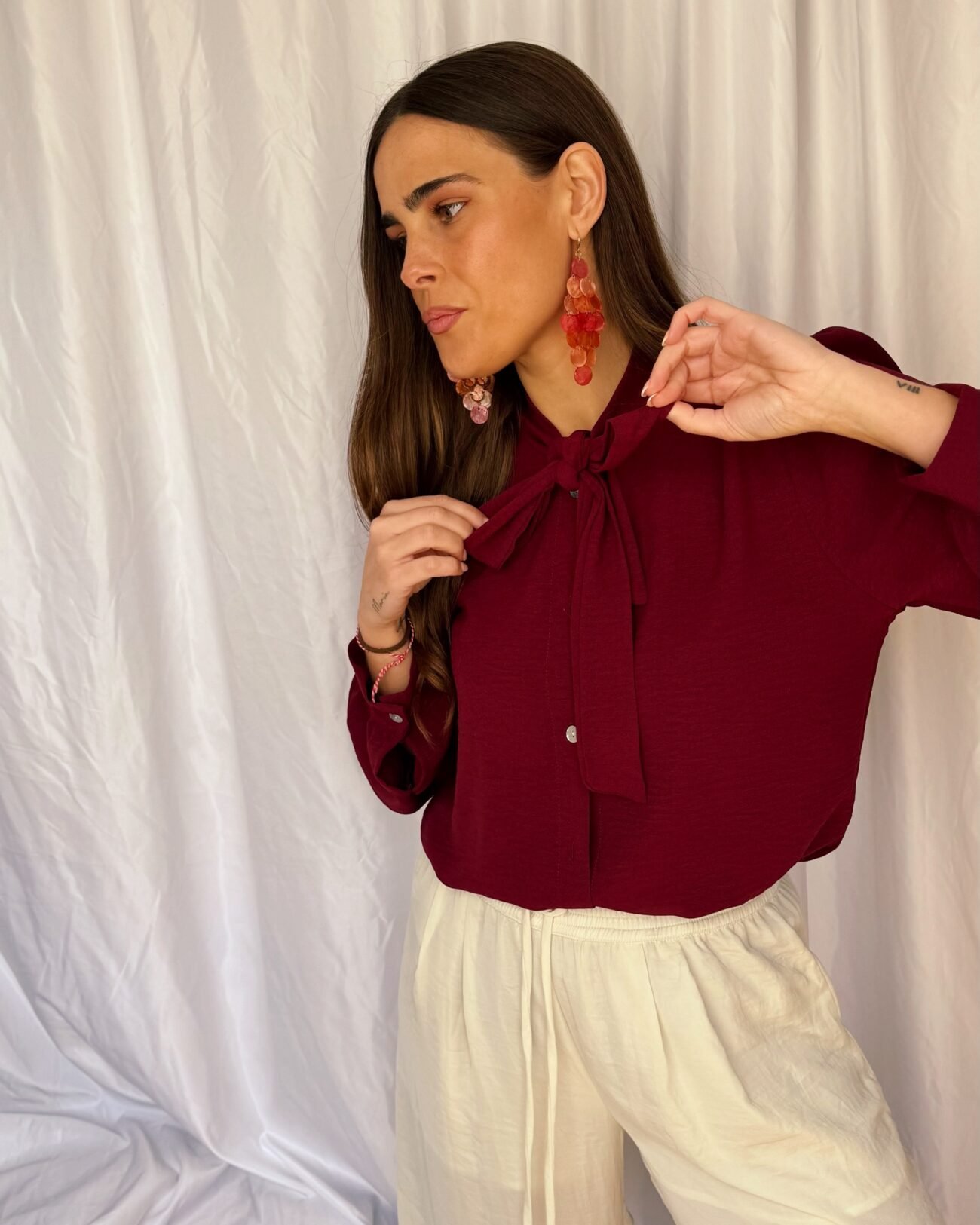 Camisa lazada granate