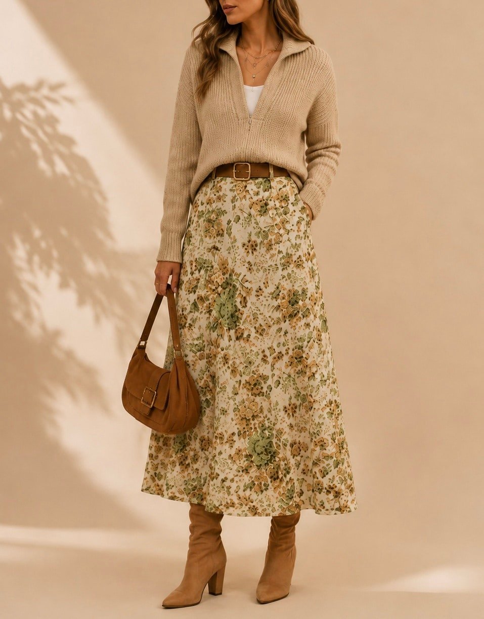 Falda midi floral