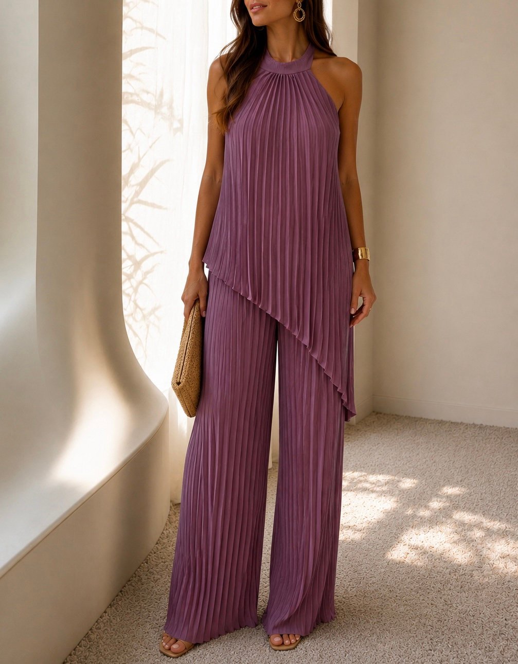 Conjunto plisado halter