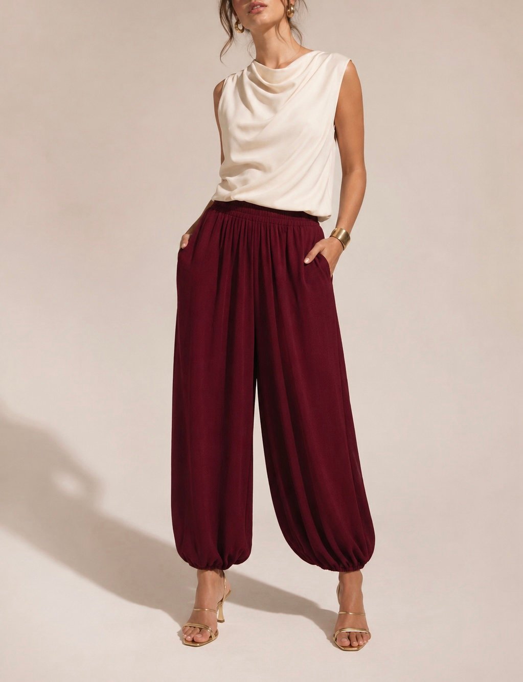 Pantalón bombacho vino