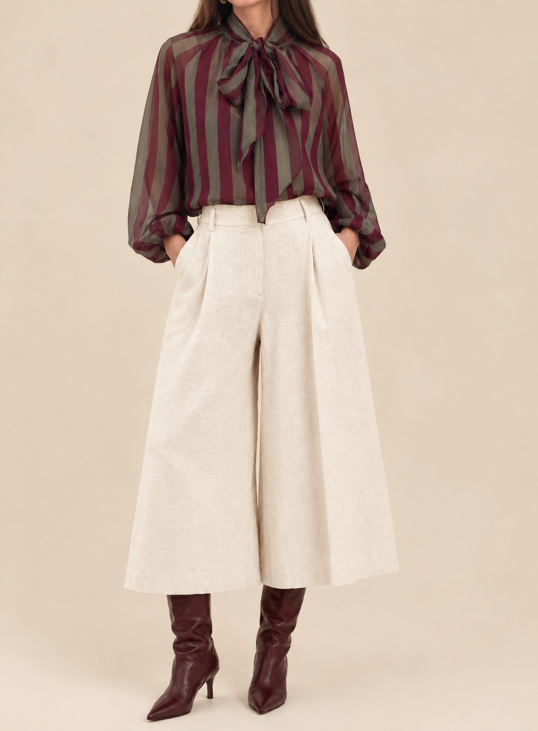 Blusa rayas con lazada al cuello