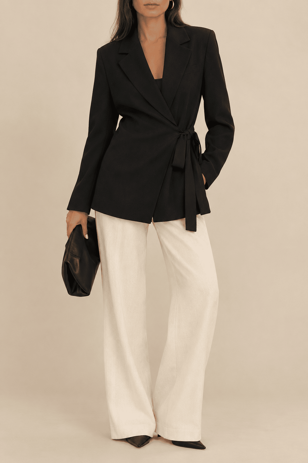 Blazer anudada negra