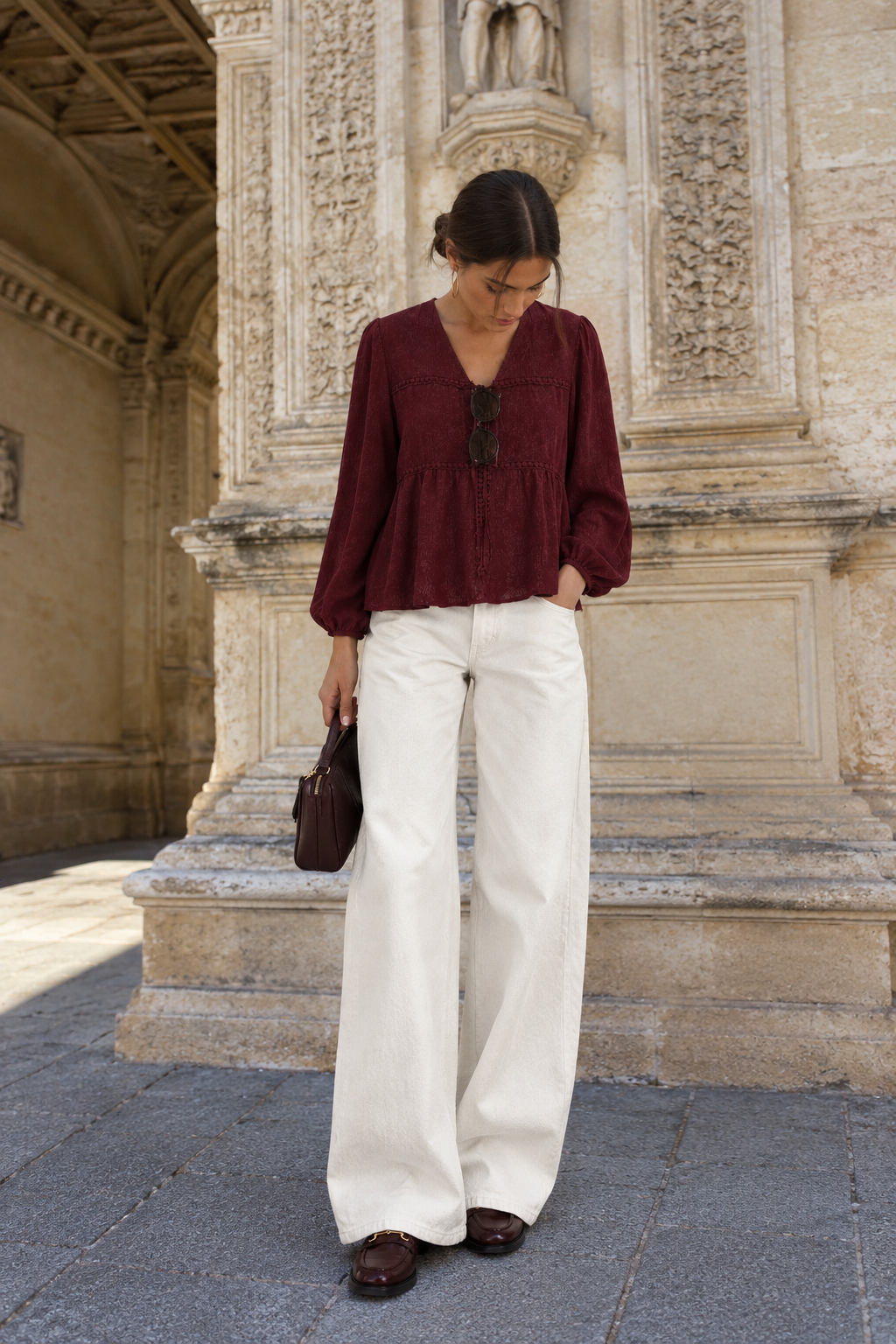 Camisa boheme burdeos