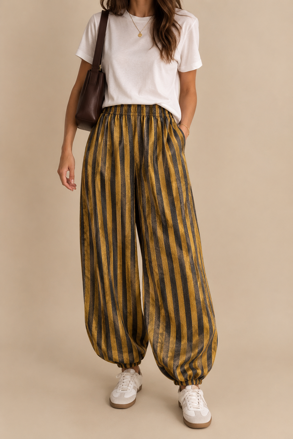 Pantalón bombacho rayas algodón