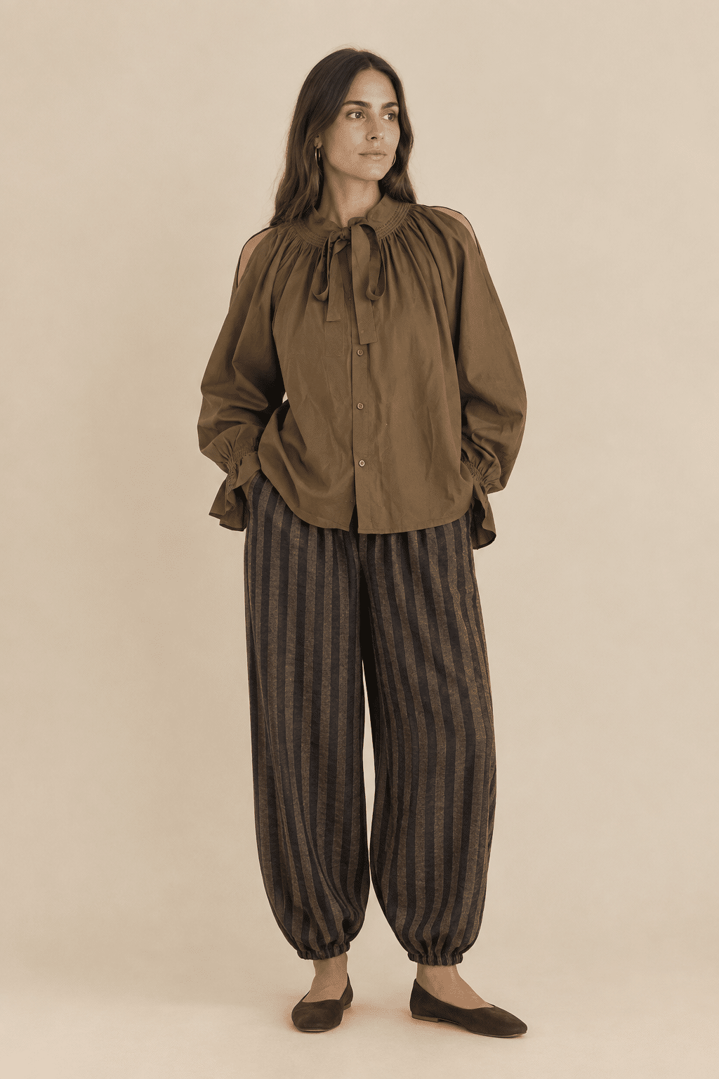 Pantalón bombacho rayas algodón