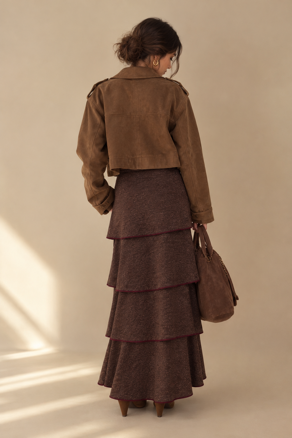 Falda volantes marrón